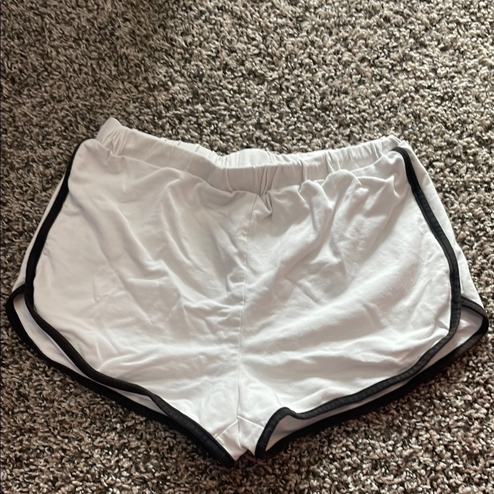 SHEIN White with Black Trim Girls Shorts